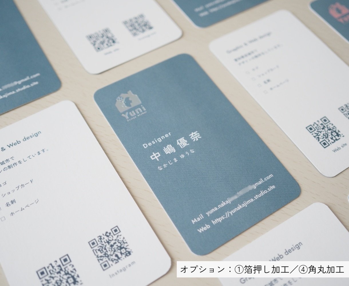 名刺・ショップカード＊制作〜印刷・配送対応します 印刷・配送対応OK｜箔押しや変形などの加工も対応できます イメージ5