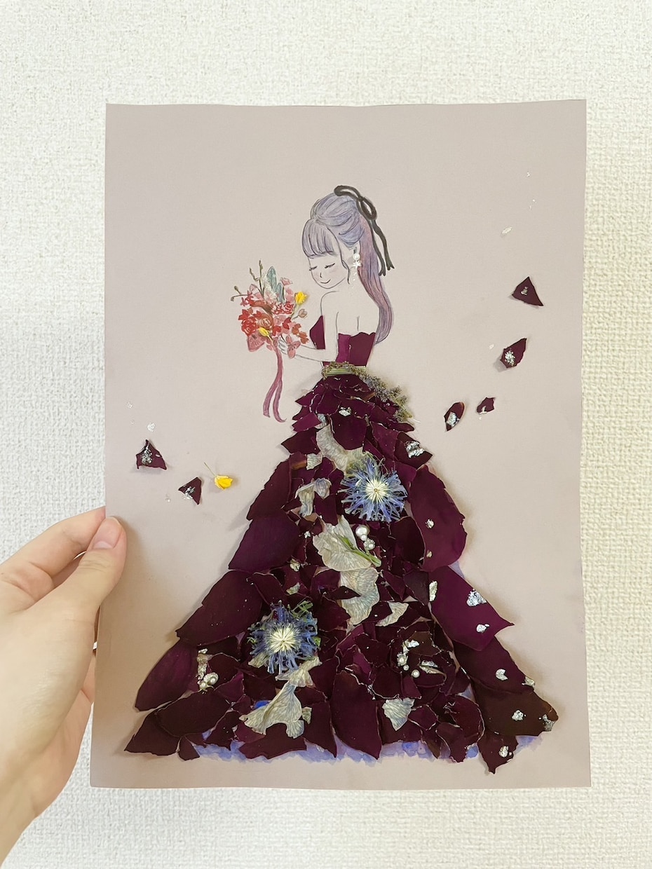 プロポーズの花　保存　記念　ブーケを残します A4サイズ　プレゼント　アフターブーケ　オーダーメイド イメージ2
