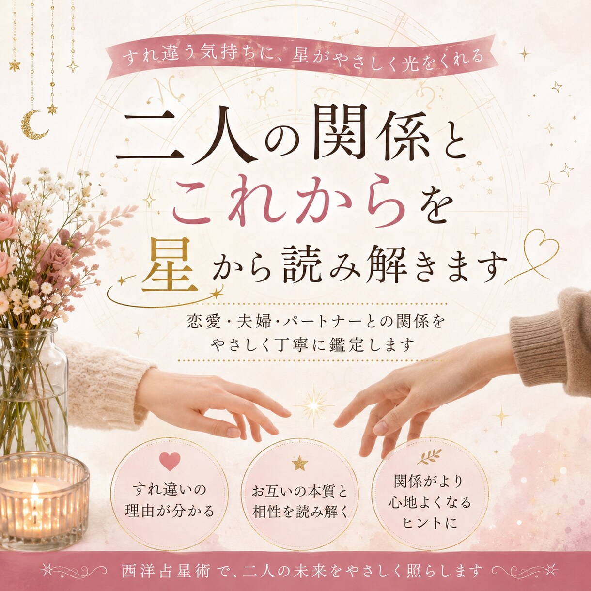 二人の関係とこれからを星から読み解きます すれ違う二人の気持ちと関係性を丁寧に読み解きます イメージ1