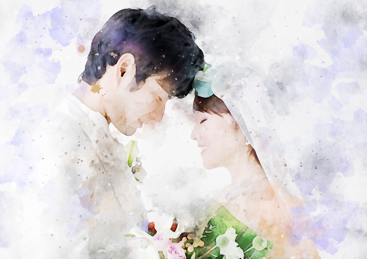 思い出の写真や記念写真を水彩画タッチに仕上げます 結婚式のウェルカムボードやSNS写真に！プレゼントにも最適♪ イメージ1