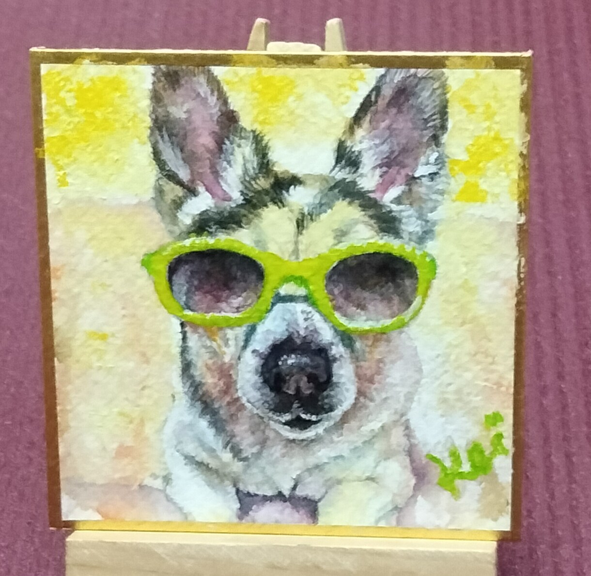 ペットちゃんをミニ色紙に描きます 【アナログ原画】世界で１枚だけの特別な豆色紙 イメージ2