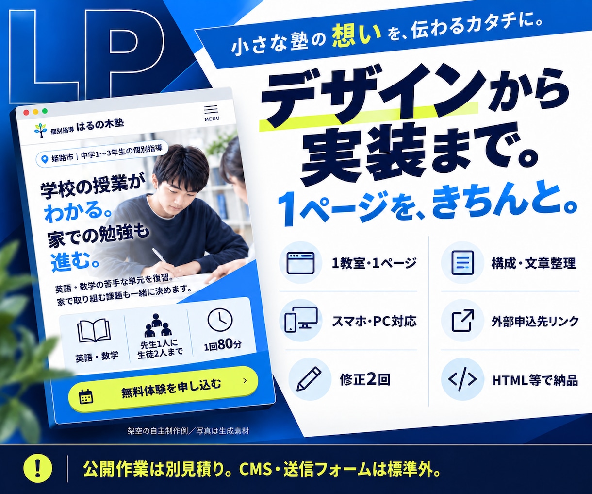 学習塾の体験申込につながるLPを制作します 指導方針・料金・通塾条件を、保護者に伝わる1ページへ イメージ4