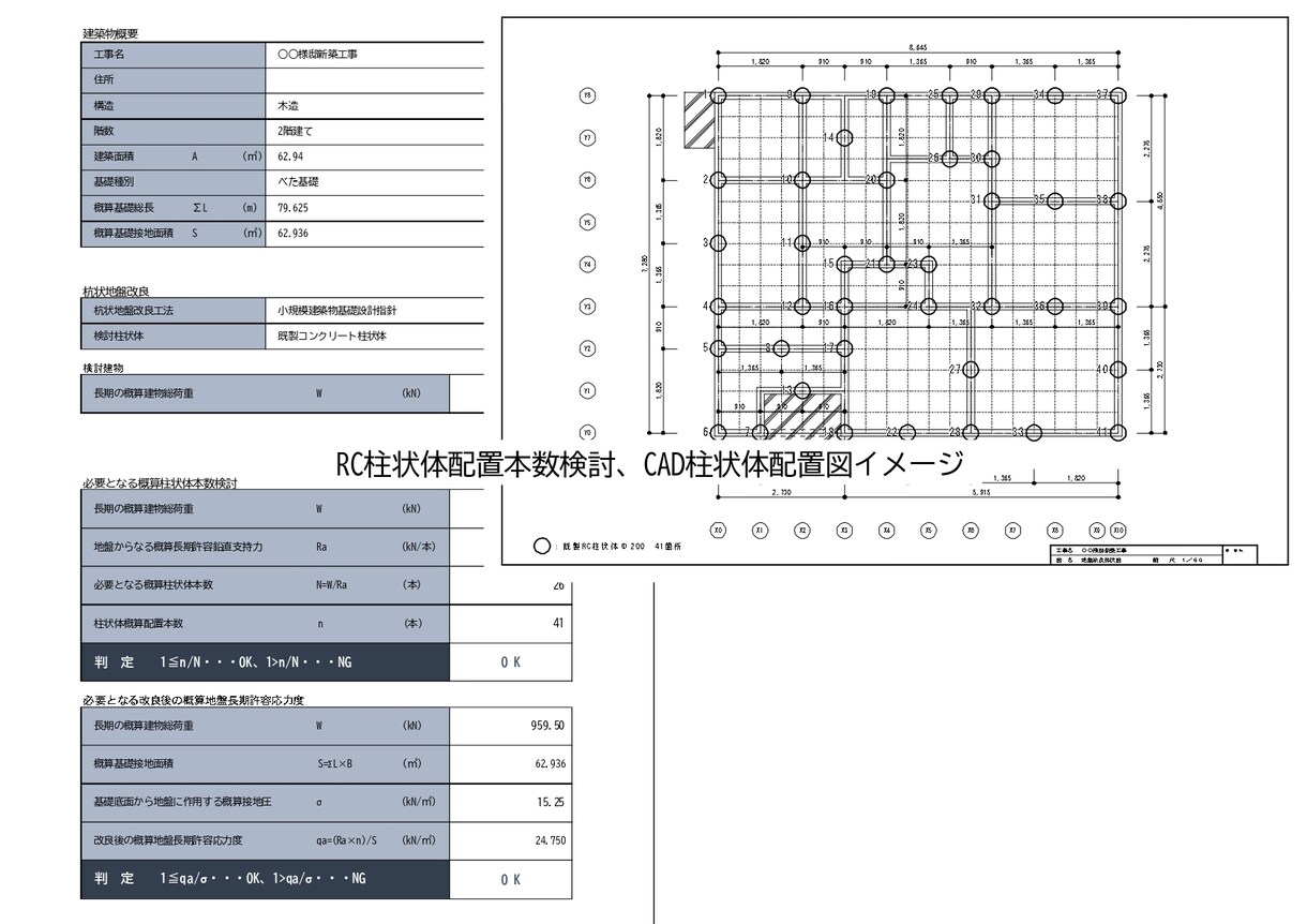 地盤改良が必要か実荷重で確認します 実荷重に基づく建物荷重・接地圧の算定数値データをご提供 イメージ5