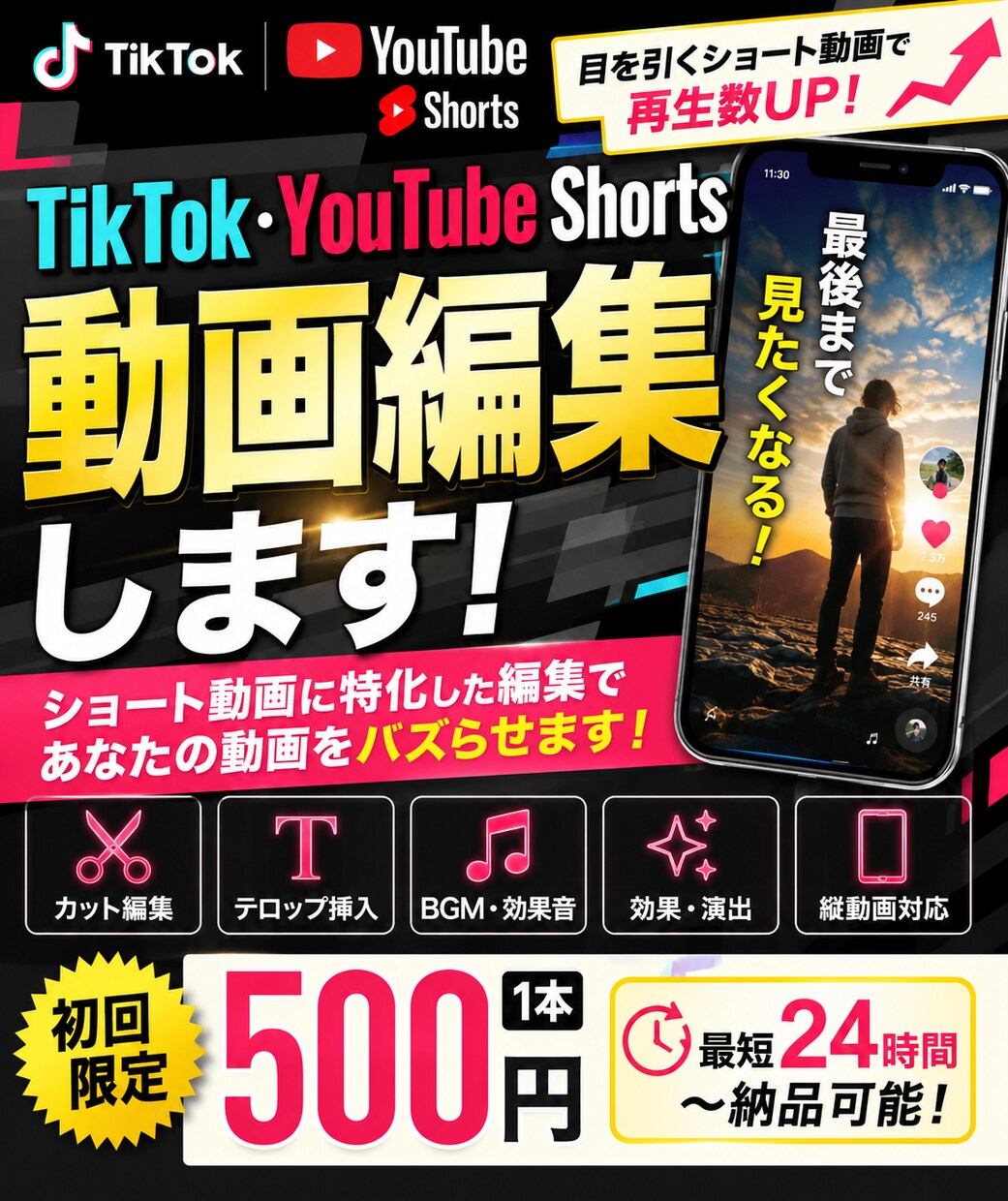 動画編集します TikTokやYouTube 動画を編集 イメージ1