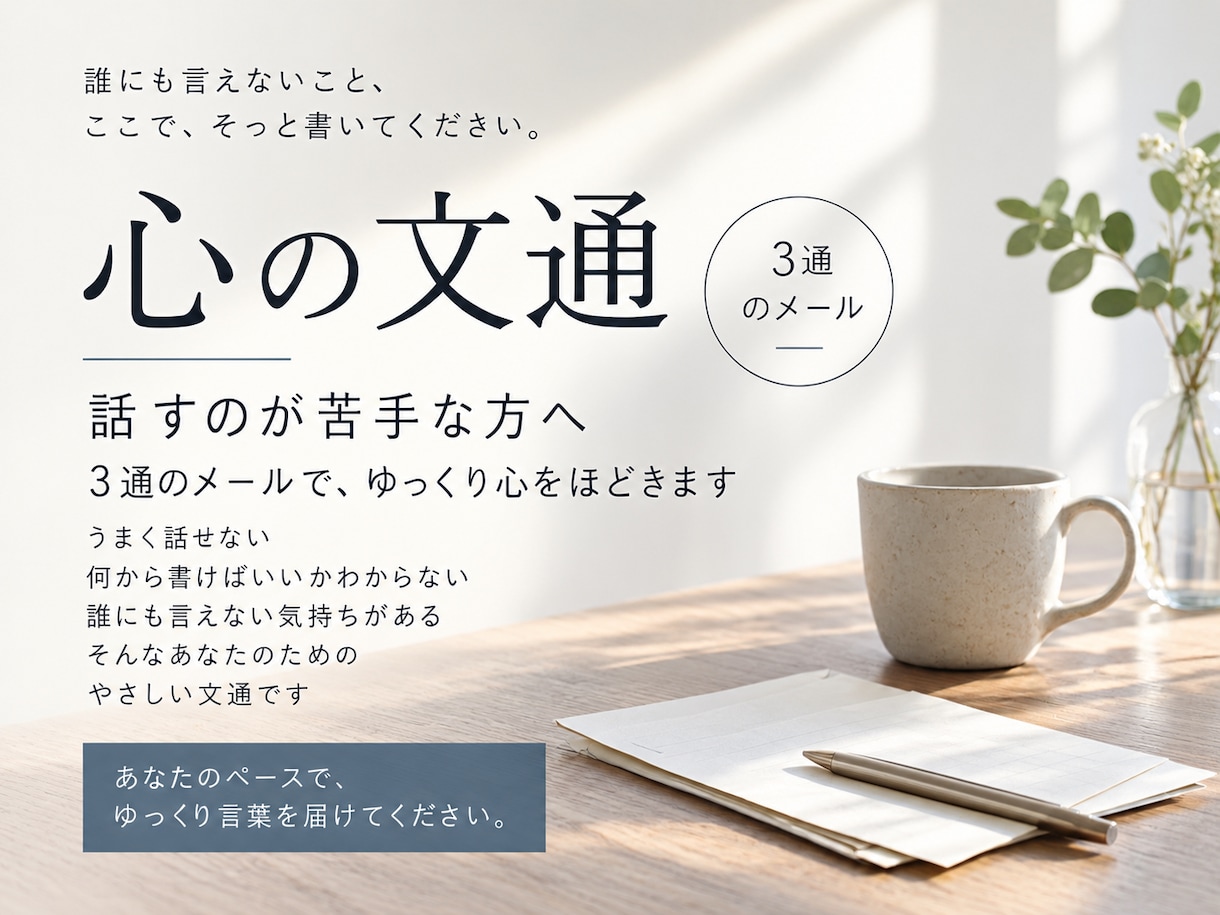 心の文通✴︎3通の手紙でゆっくりお話します 話すのが苦手なあなたへ✴︎ 心をほどく3通の文通 イメージ1