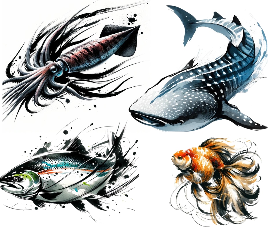 3点ご提案！躍動感ある魚の絵を筆絵水彩で描きます 商用利用OK！好きな魚を絵にしてみませんか？ イメージ1