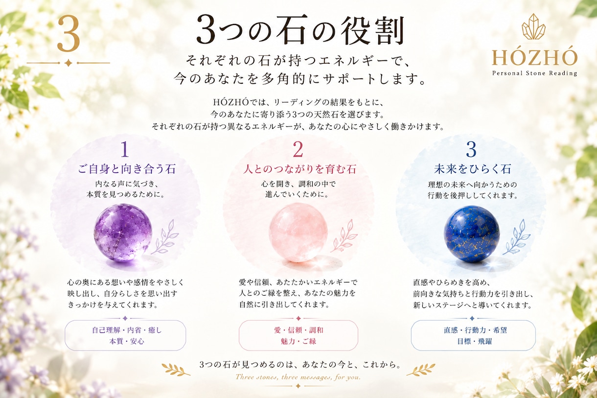 Personal Stone Readingします 「鑑定と、今のあなたに寄り添う3つの天然石」をご提案します。 イメージ3