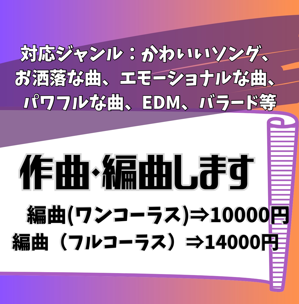 作詞作編曲。全力であなたの楽曲作りをサポートします 鼻歌〜もok。著作権譲渡で商用利用も安心。 イメージ1