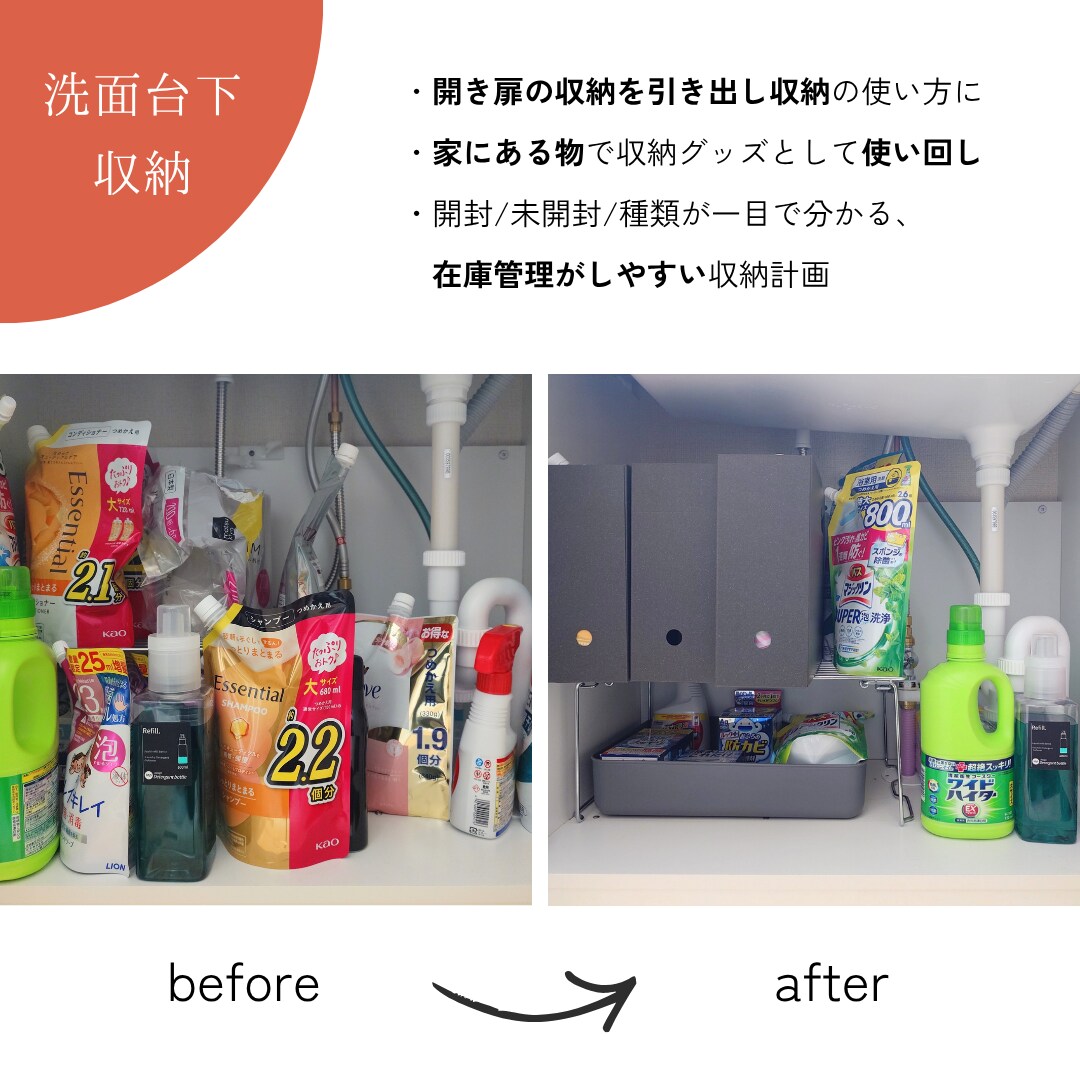 苦手レベル に合わせた収納アドバイスをします 2級建築士が無理なく続けられる収納プランをご提案〈1カ所〉 イメージ5