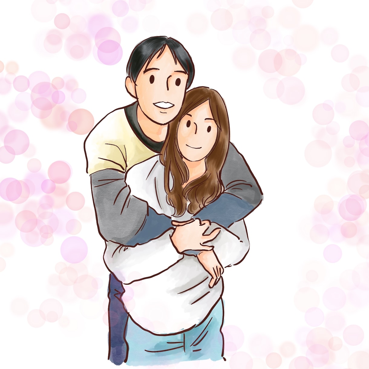 水彩タッチの優しい色合いで家族の似顔絵描きます アイコンやスマホ待ち受けなどにご利用いただけます イメージ3