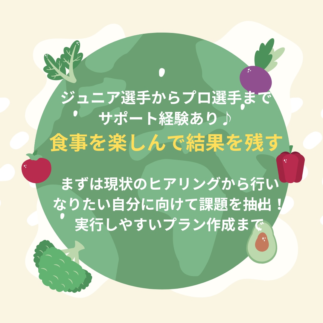 スポーツ栄養サポートでお悩み解決します 公認スポーツ栄養士として幅広い層のサポート経験あり♪ イメージ2