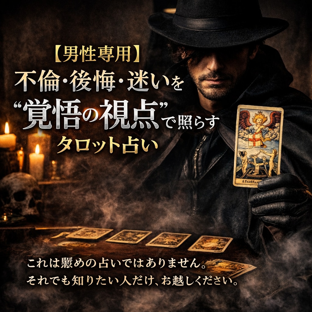 男性専用不倫・後悔・迷いを“覚悟の視点”で読みます 癒しません。あなたの選択を尊重し行動プランを提案、導きます。 イメージ1