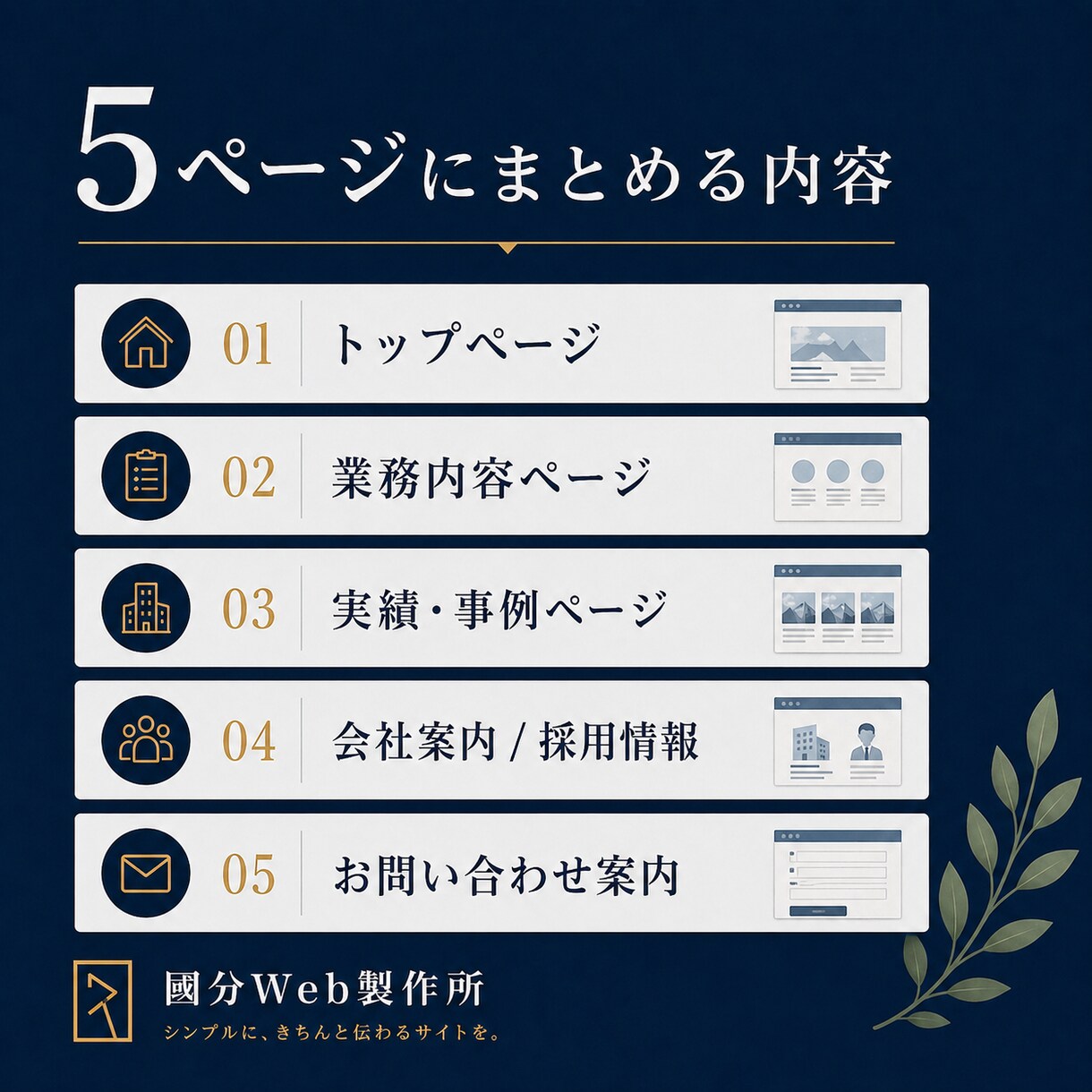 建設業・士業向け5ページHPを制作します 情報量を増やし相談前の不安を整理します イメージ3