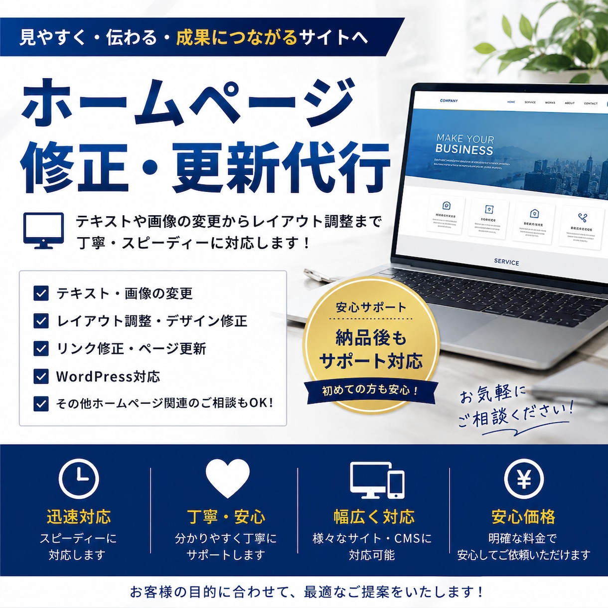 ホームページの修正・更新・画像差替を対応します ホームページの「困った」を解決します イメージ1