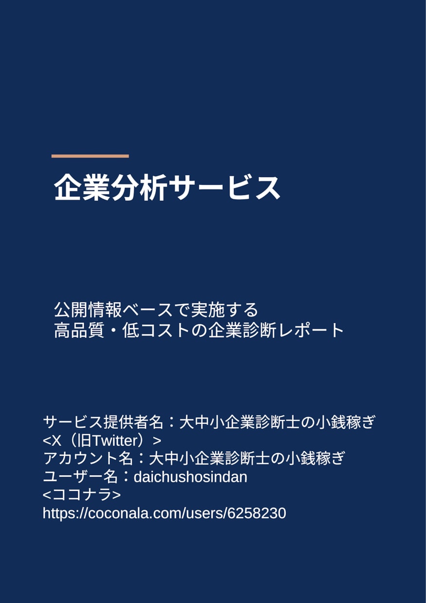 現役の診断士が公開情報から高品質な企業診断します 情報漏洩リスクゼロ！圧倒的高コストパフォーマンスの企業分析 イメージ1