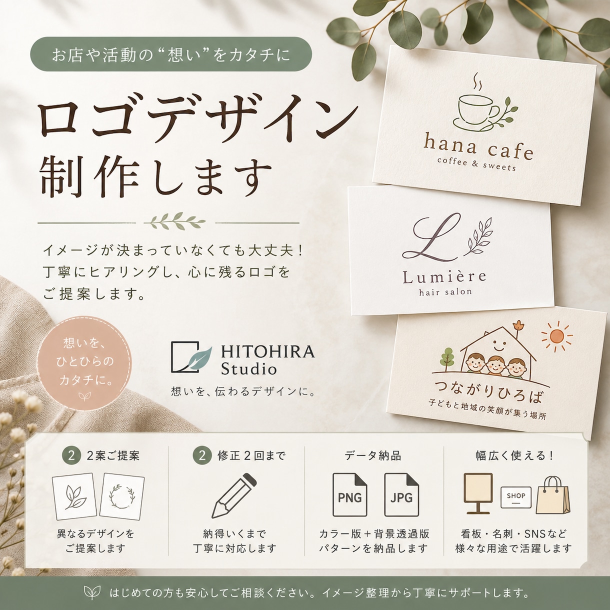 お店の想いが伝わるロゴをデザインします 開業・リニューアルをやさしく丁寧にサポート イメージ1