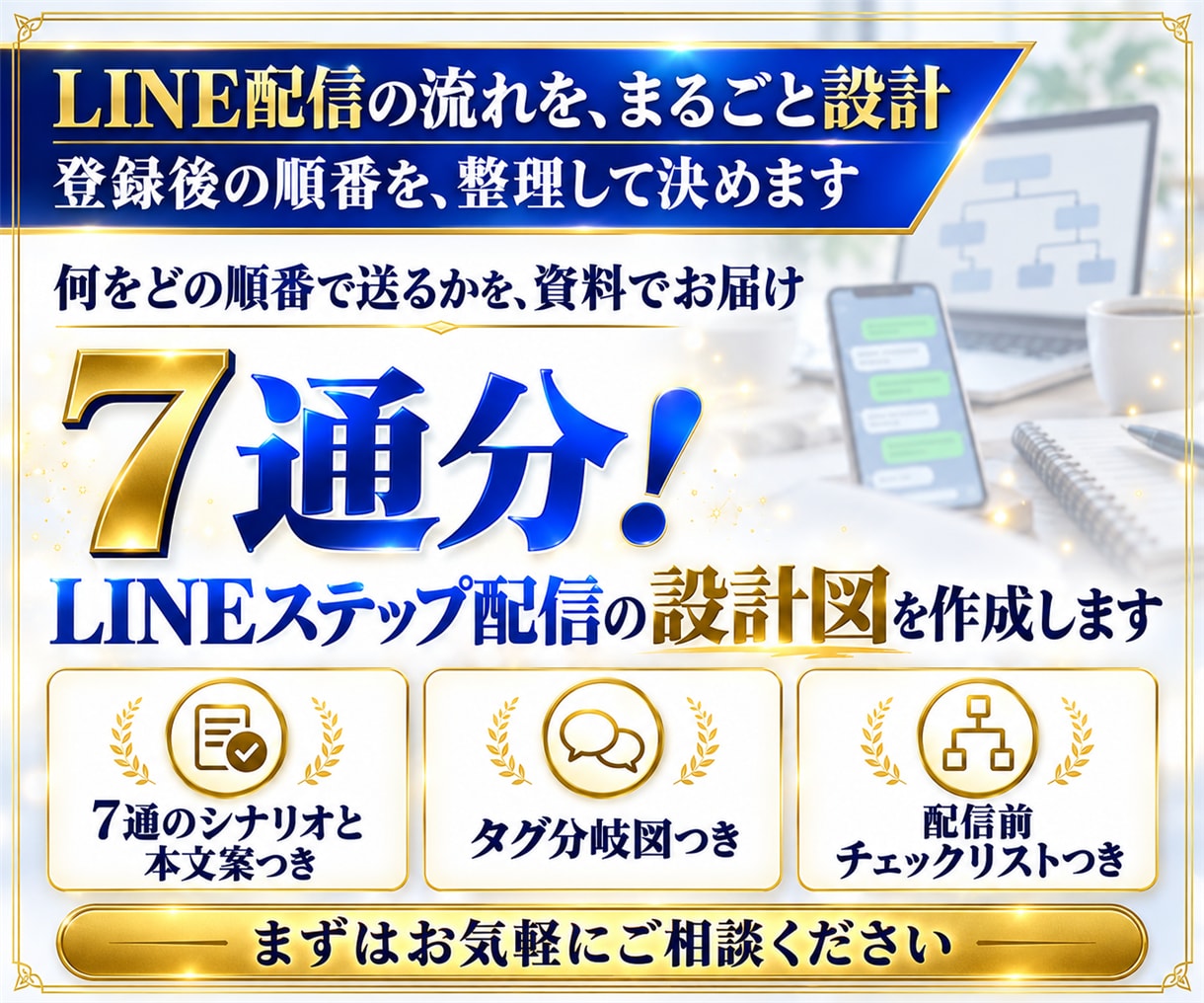 7通分！LINEステップ配信の設計図を作成します 7通のシナリオとタグ分岐図を、整理してお渡し イメージ1