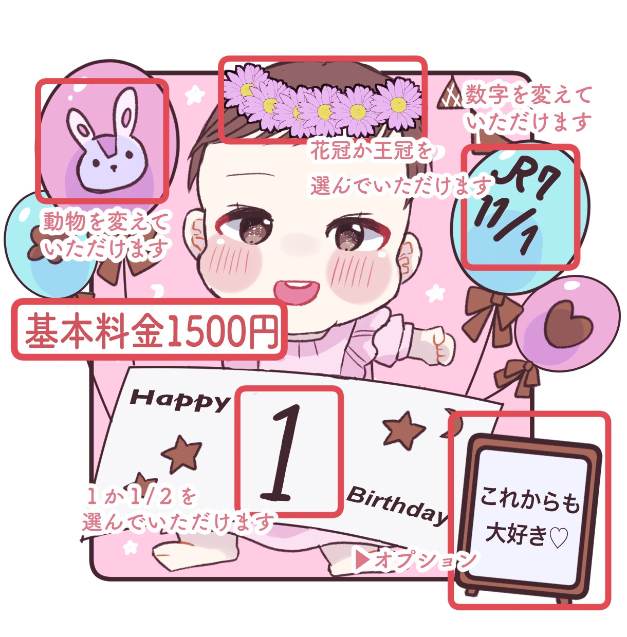 成長記念に♡可愛い赤ちゃんの似顔絵描きます アイコン/Instagram/x/プレゼント/鑑賞用/記念 イメージ2