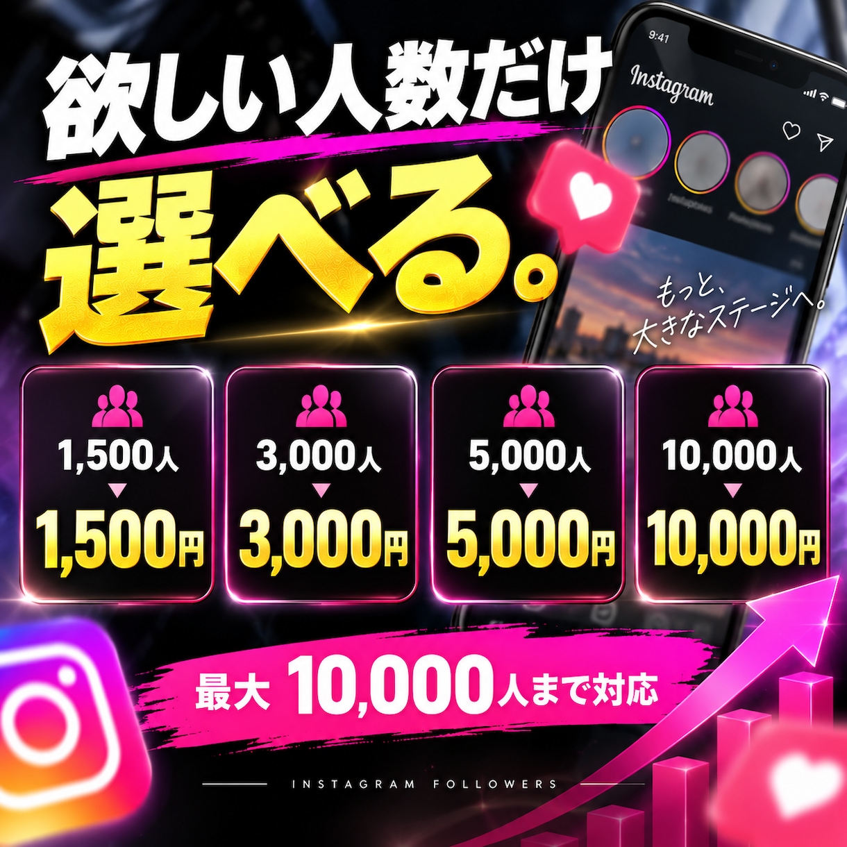 インスタフォロワーを1人1円で増やします 「何円ですか？」→人数と同じです。 イメージ2