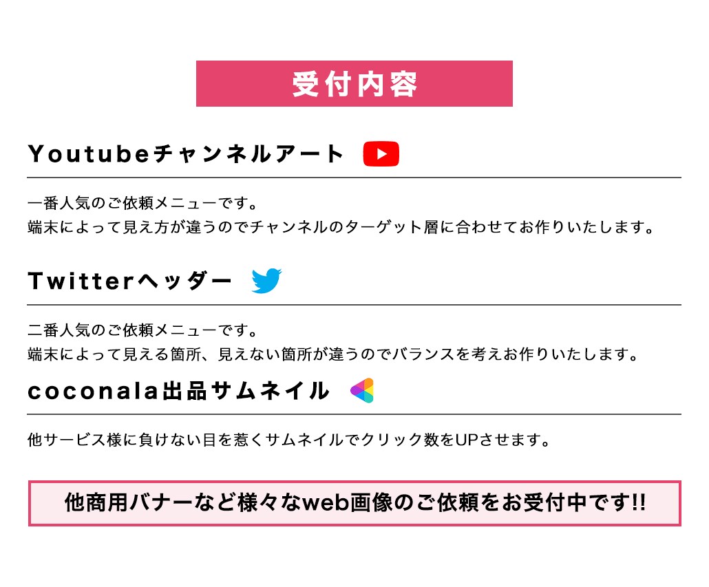 全サイズ同一料金！Web用画像を製作します 販売実績200件超 おまとめ割引あり♪コスパ抜群と大好評! イメージ2