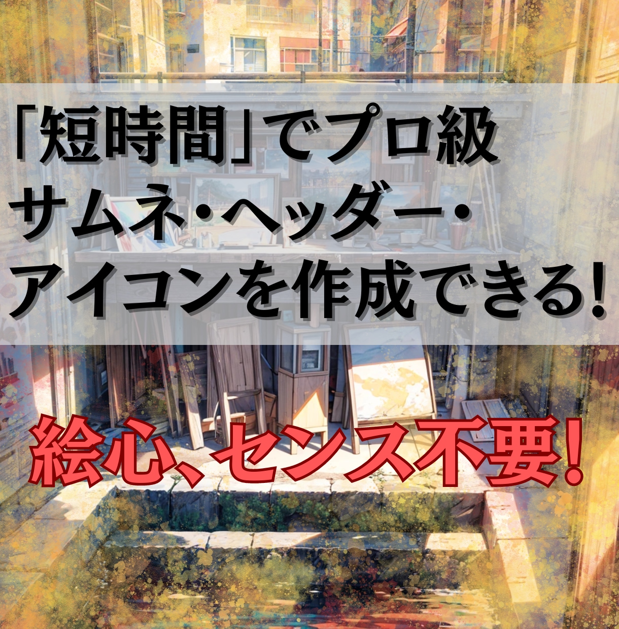プロ級サムネ・ヘッダー・アイコン作成方法販売します 初期費用0！絵心、デザインセンスなくても「短時間」でできる！ イメージ1