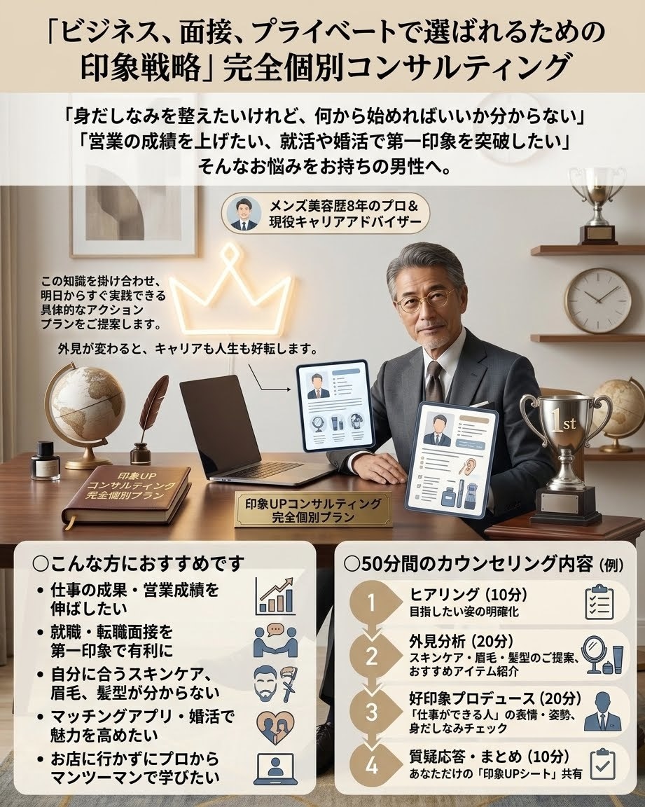 メンズ美容8年×現役CAが直伝！人生勝てます あなたの魅力を最大化する外見×キャリア戦略 イメージ1