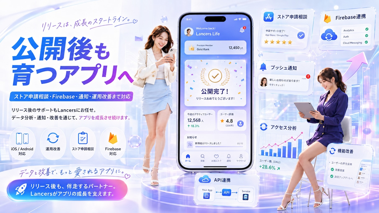 iOS・Android対応スマホアプリを開発します MVP開発・API連携・管理画面連携・ストア申請相談まで対応 イメージ3