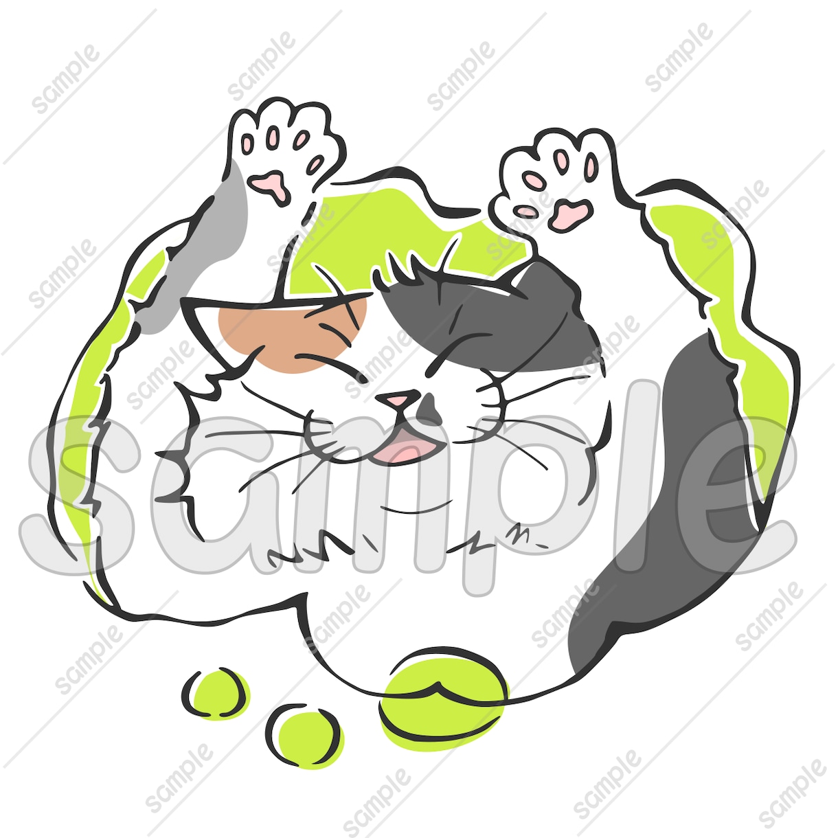 商用利用OK！猫の手書きイラスト販売しています SNS、パンフレットやチラシ、POP、名刺、印刷の素材に★C イメージ2