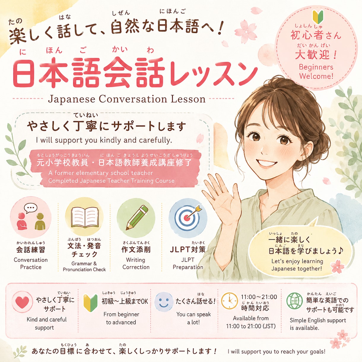日本語レッスンをします たのしくわかりやすく日本語レッスンをします！！ イメージ1