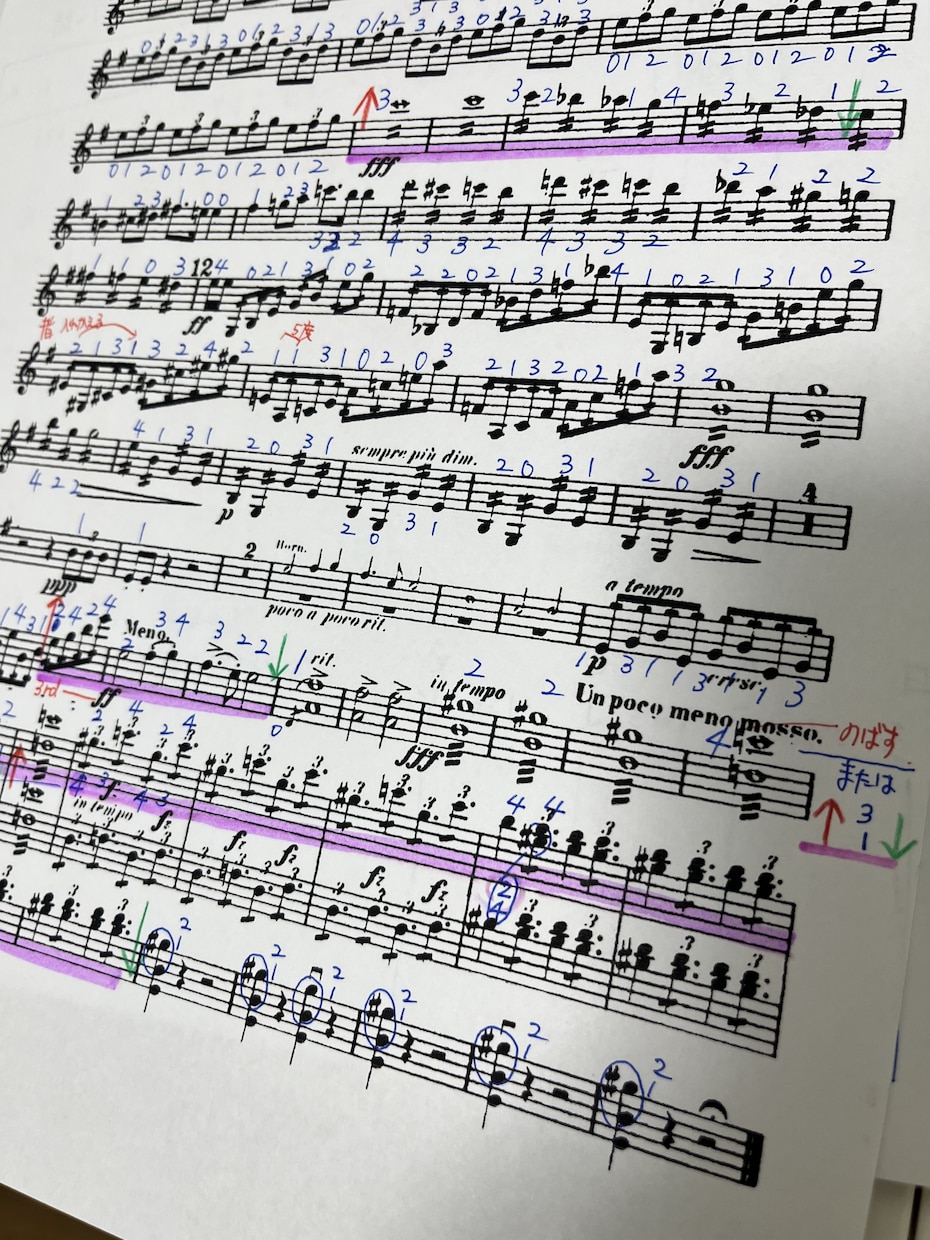 ヴァイオリンの楽譜に指使い書き込みます アマオケやグループレッスンでの演奏をサポート！ イメージ4