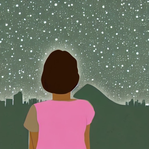 夜景を背景とした女性のイラストを販売します 夜景を見る女性をいろいろ作りました#2 イメージ3