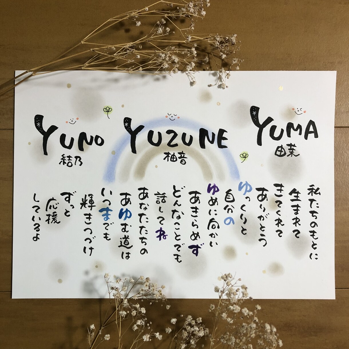 皆様へ心温まる名前の詩をお作りします 贈った方も贈られた方も笑顔になる特別な1枚お届けします イメージ2