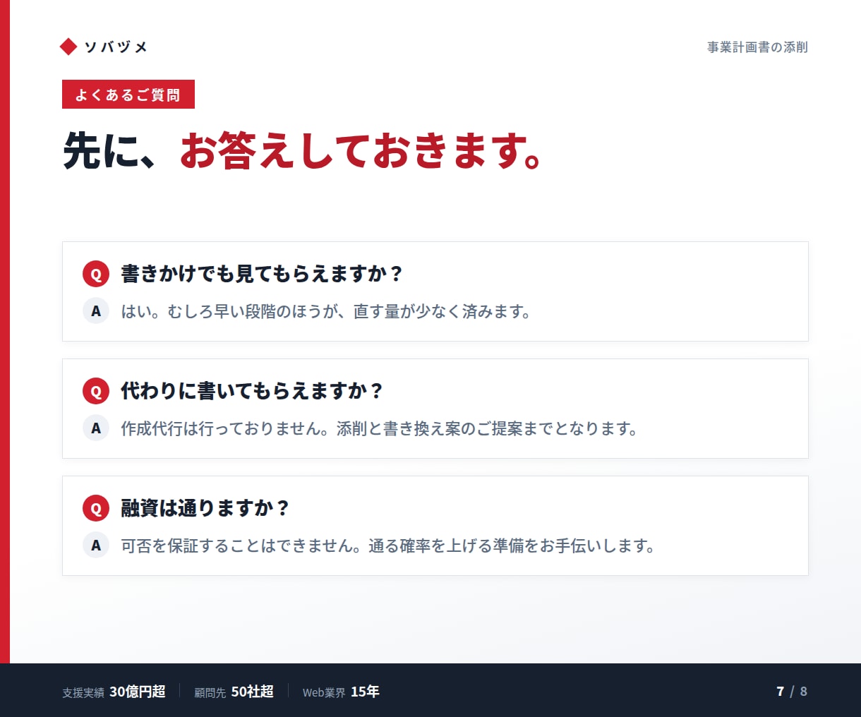 事業計画書を審査目線で添削します なぜ落ちるのか、どこを直すかを具体的に指摘 イメージ7