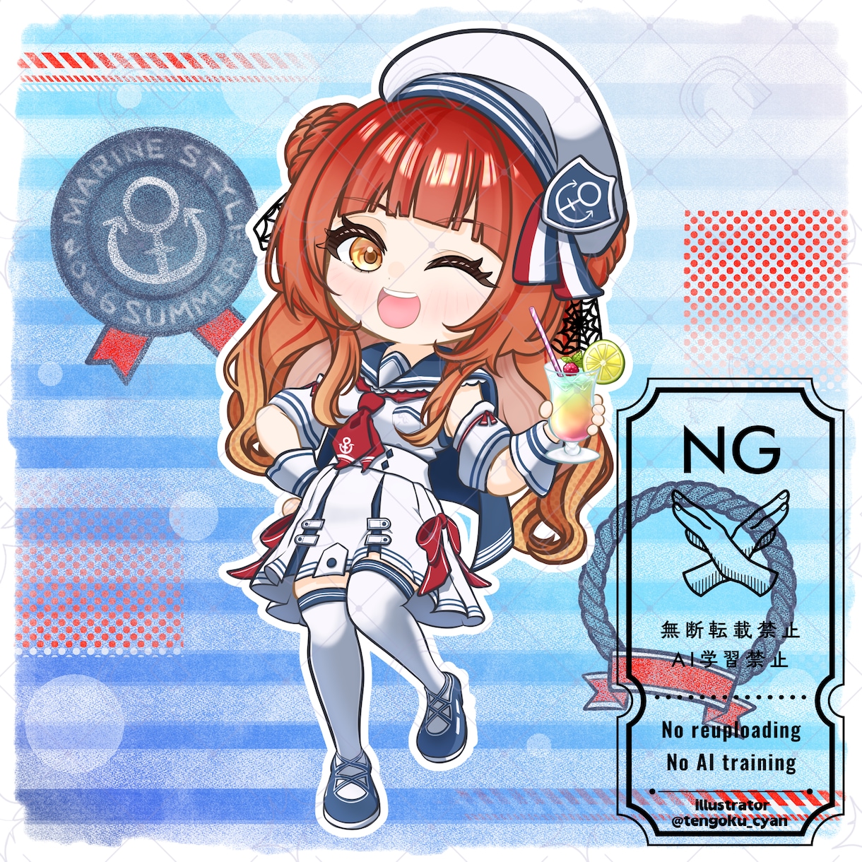 商用利用可！【マリン】ミニキャラを描きます ライバー活動をお手伝い！配信/パネル開け/アイコン/グッズ イメージ3
