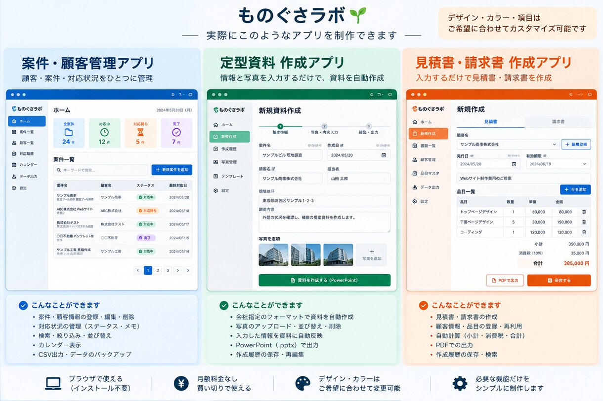 面倒な業務を専用ツールで効率化します Excel・紙の手作業を買い切りツールにします イメージ7