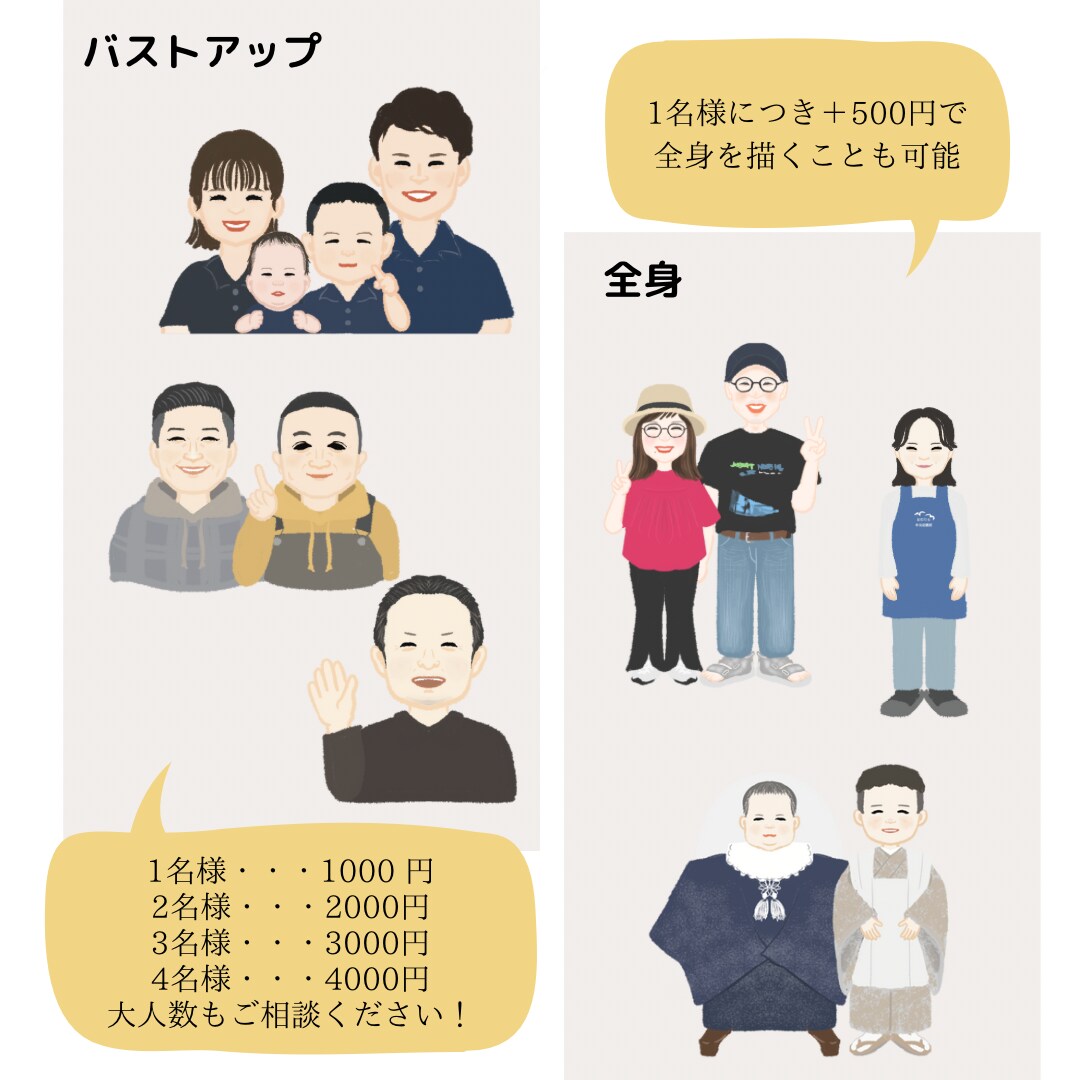 ほんわか笑顔の似顔絵を作成します ミニキャラみたいで可愛い♩似顔絵ギフトにも イメージ2