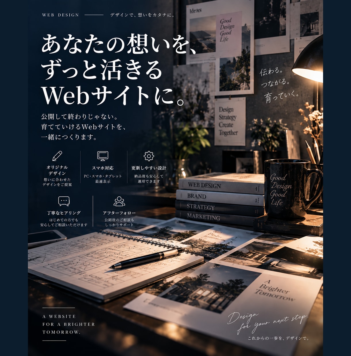 構成から実装まで考えた5PのWebデザインをします 情報整理からPC・スマホ、編集データまで イメージ5