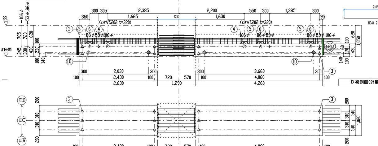 建物の配筋ます 配筋納まり図、構造図の要件を検討、鉄筋積算、施工図 イメージ8