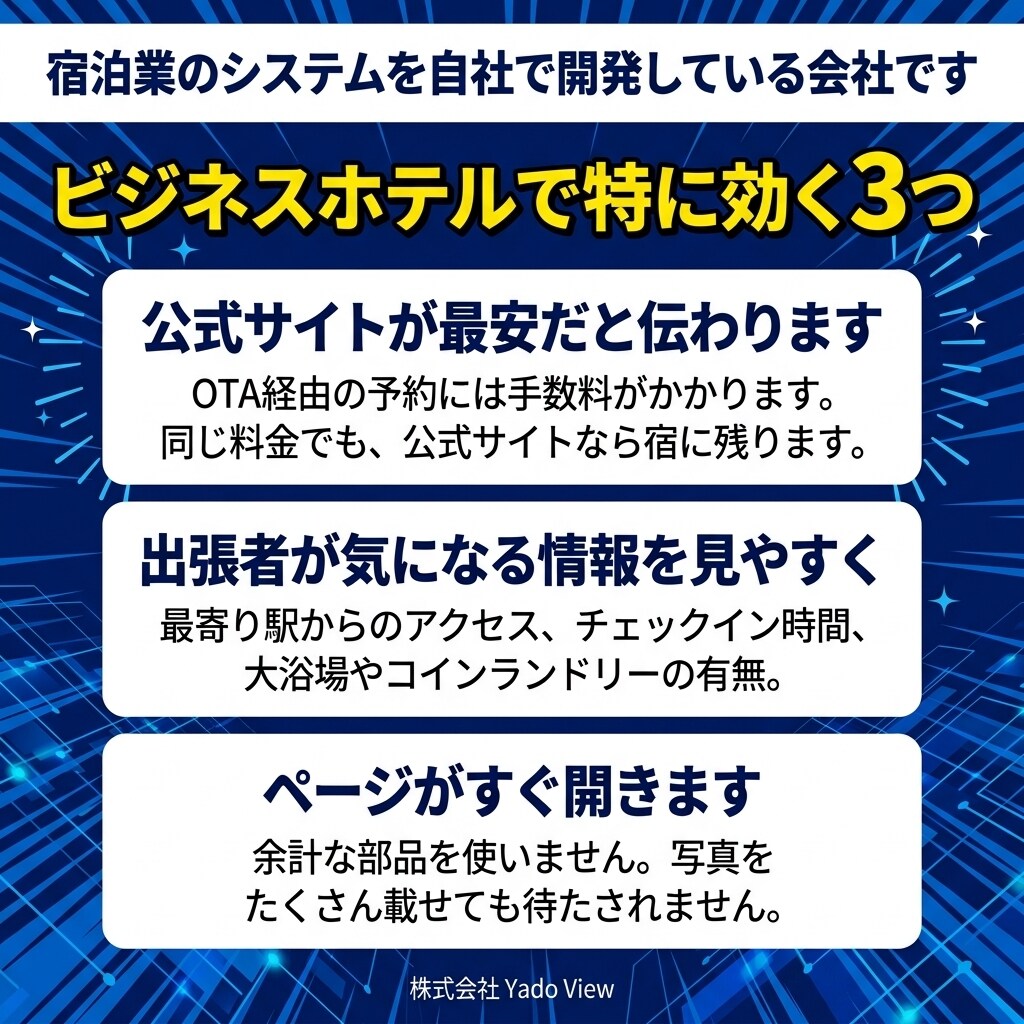 ビジネスホテルのホームページを制作します 素泊まりの宿が公式予約を取る形にします イメージ8