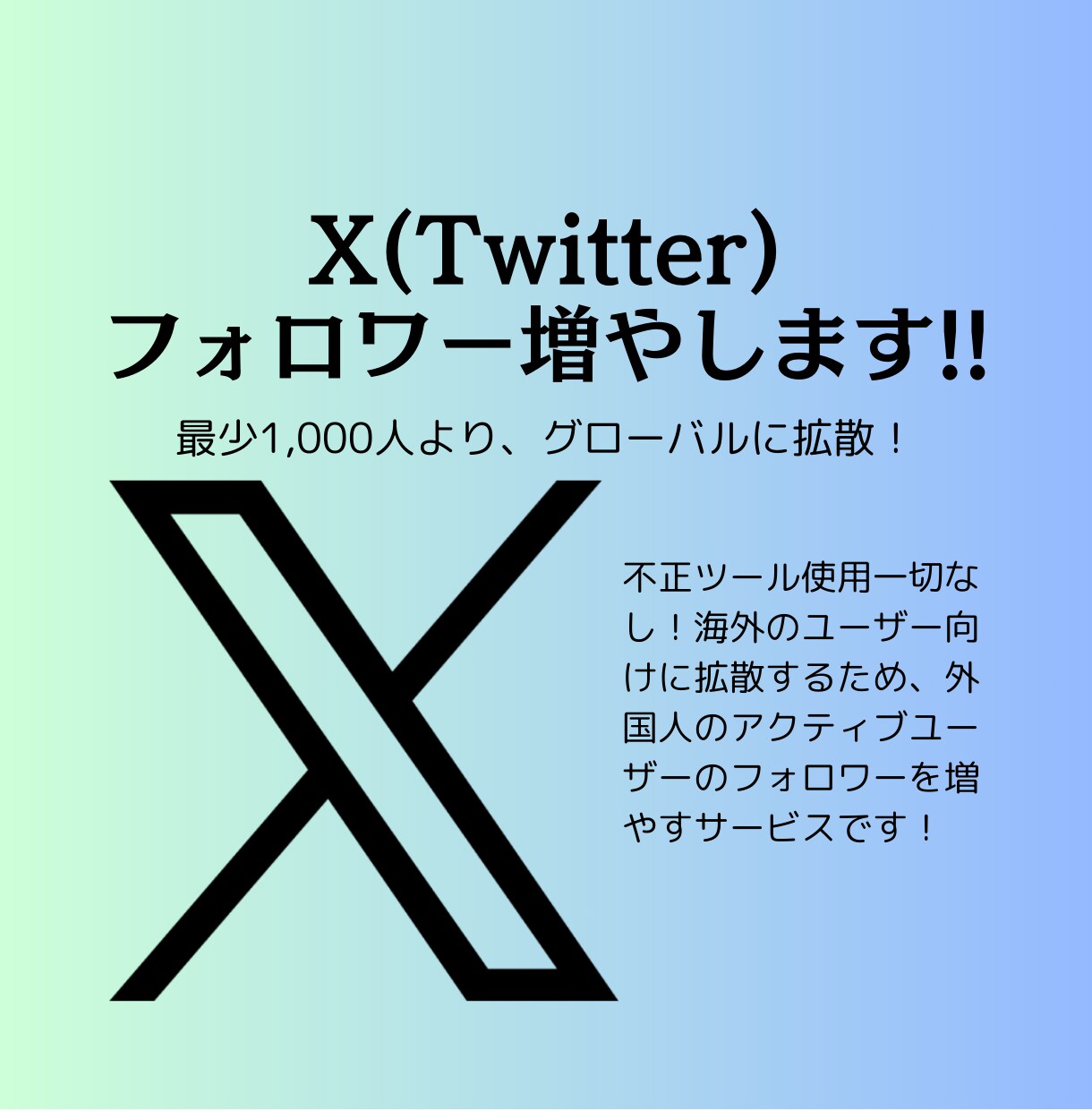 X(ツイッター)フォロワー1000人増やします 超格安フォロワー1,000人増加！あなたもインフルエンサー！ イメージ1