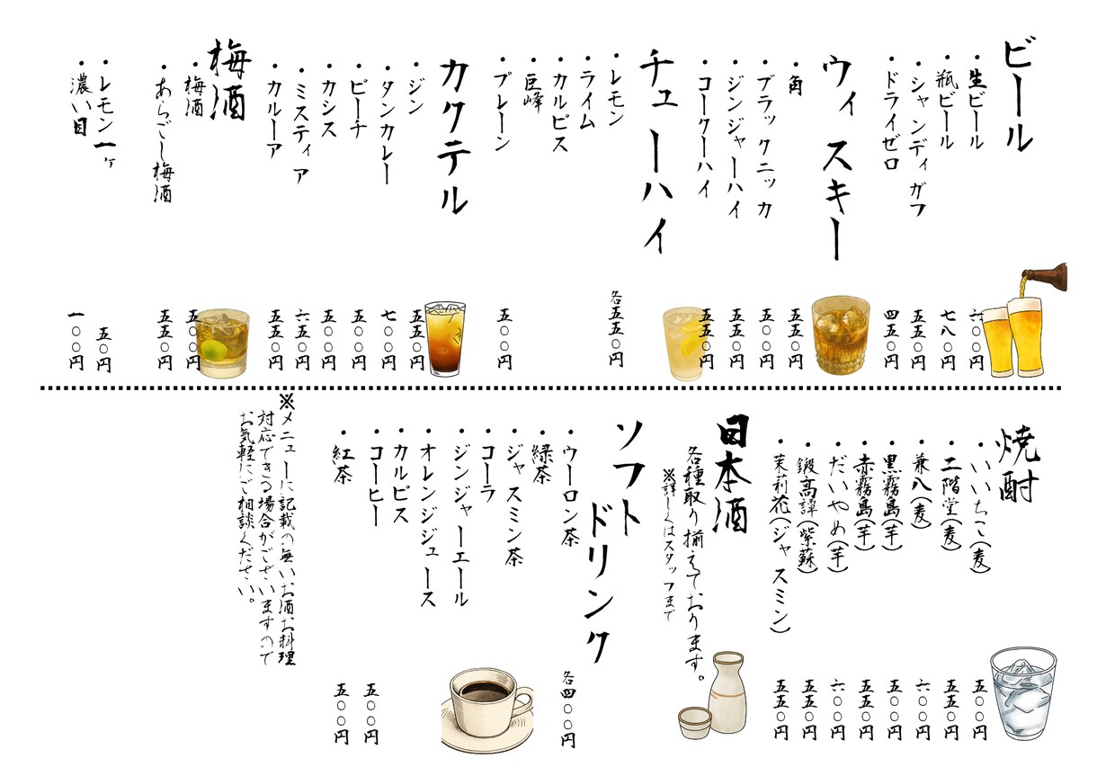 2000円で飲食店用メニュー作成します 低価格 × 高クオリティ。小規模店でも頼みやすい価格で。 イメージ10