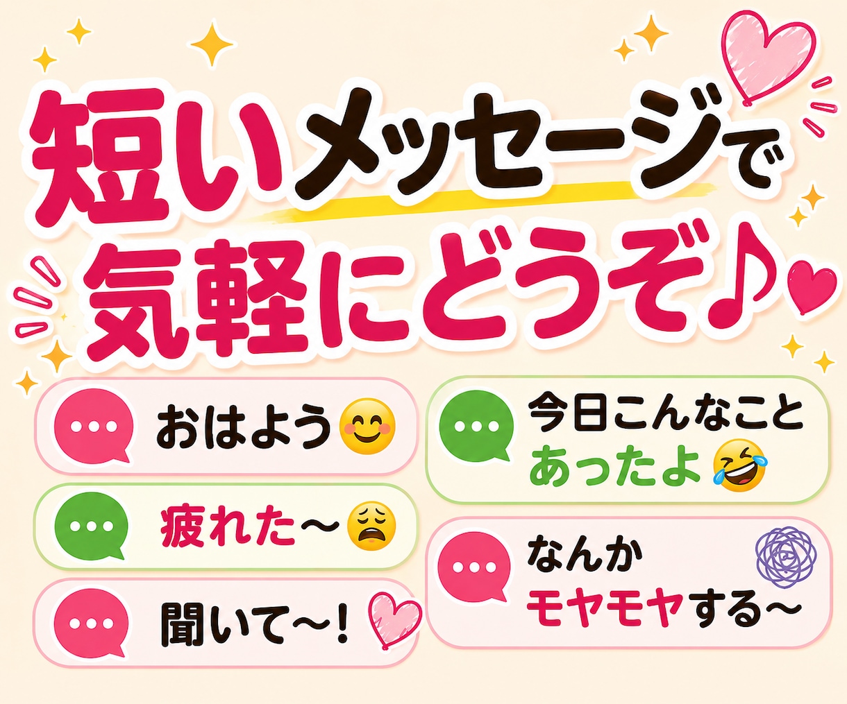 LINE感覚で悩み相談15往復の短文チャットします 【お試し500円】長文不要・短文でサクッと3日間話せます イメージ7