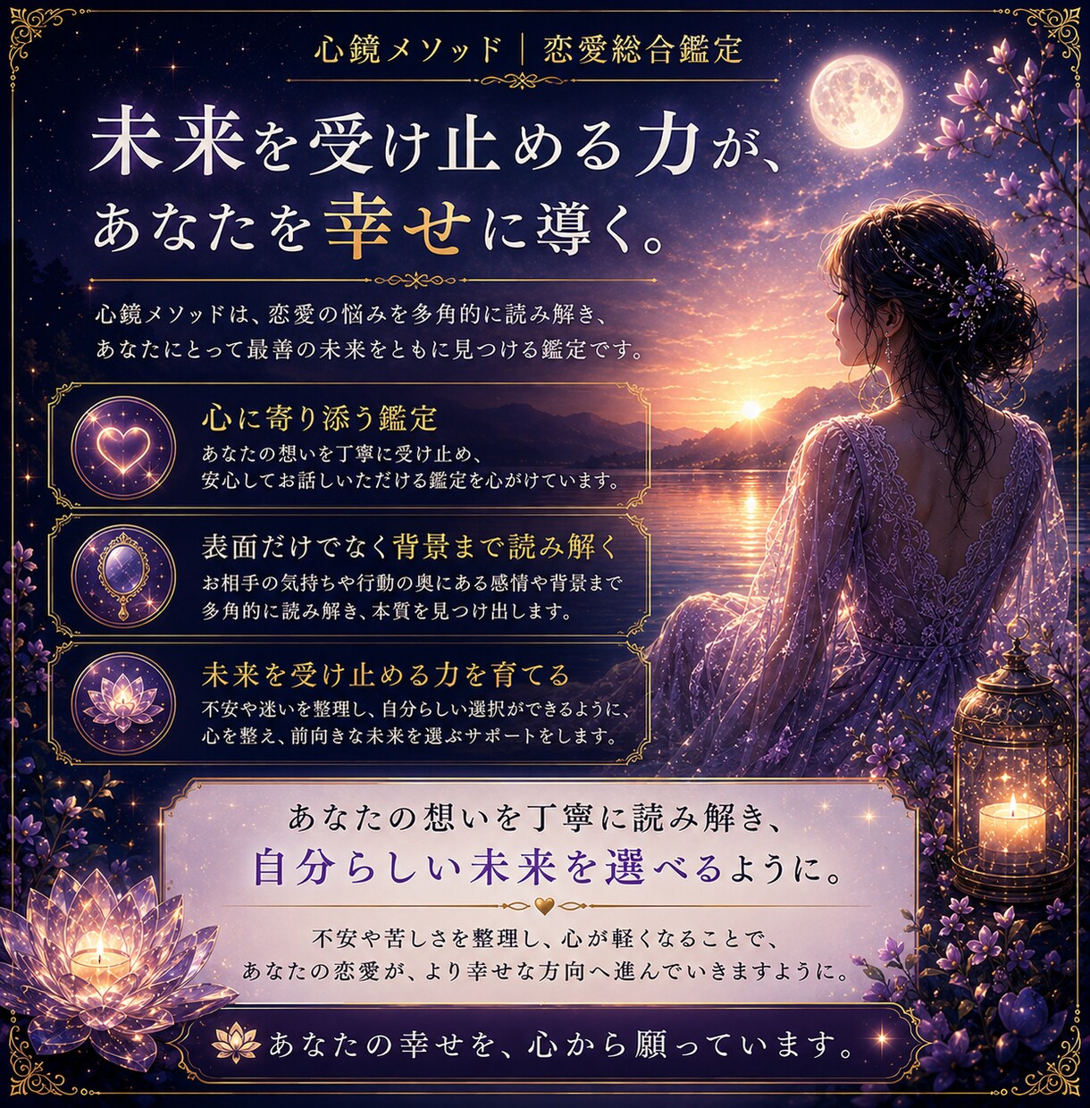 恋愛総合鑑定｜心鏡メソッドであなたの想いを映します 心が映れば、未来はもっと前向きに受け止められる イメージ6