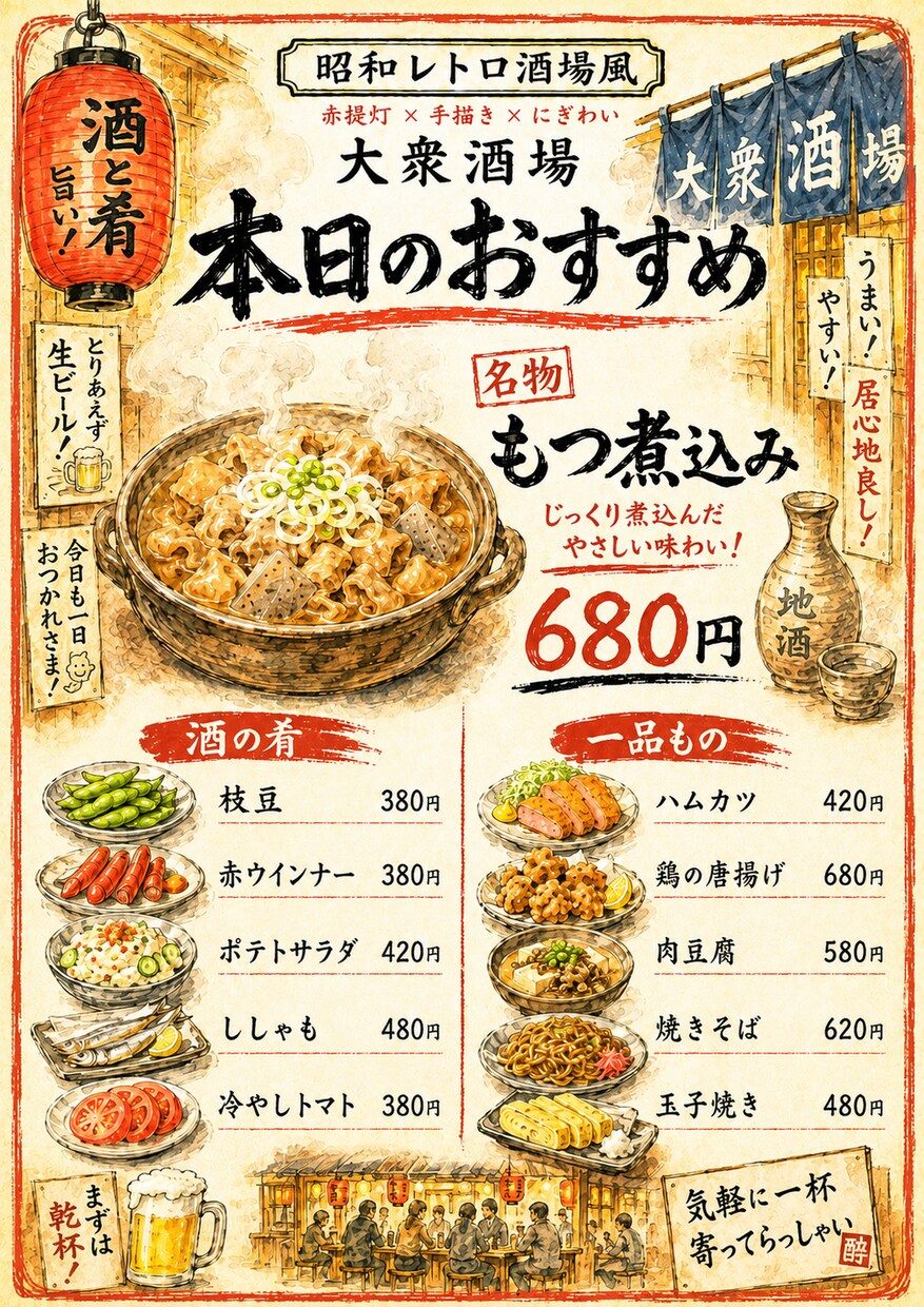 温かみあるメニュー表を作成します お店の雰囲気に合わせて選べる4スタイル イメージ4