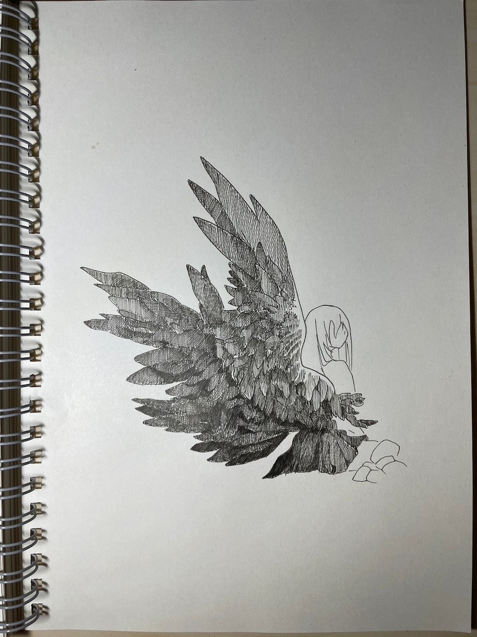 白黒イラスト郵送します 細かい斜線で絵を描きます、たまに筆ペンも使用します イメージ6