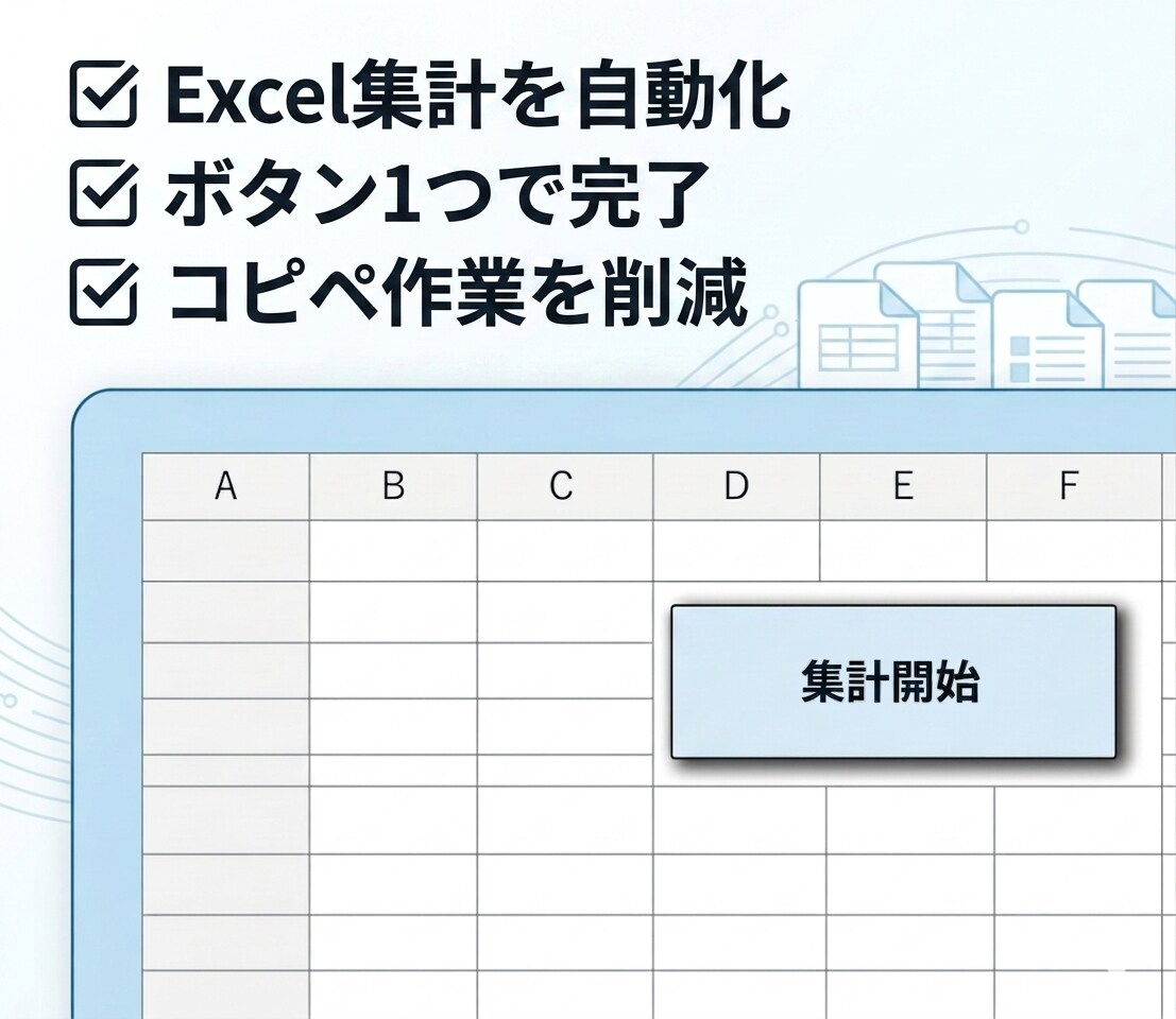 Excel集計・転記作業を自動化します 面倒なExcel作業をボタン1つで完了できます イメージ1