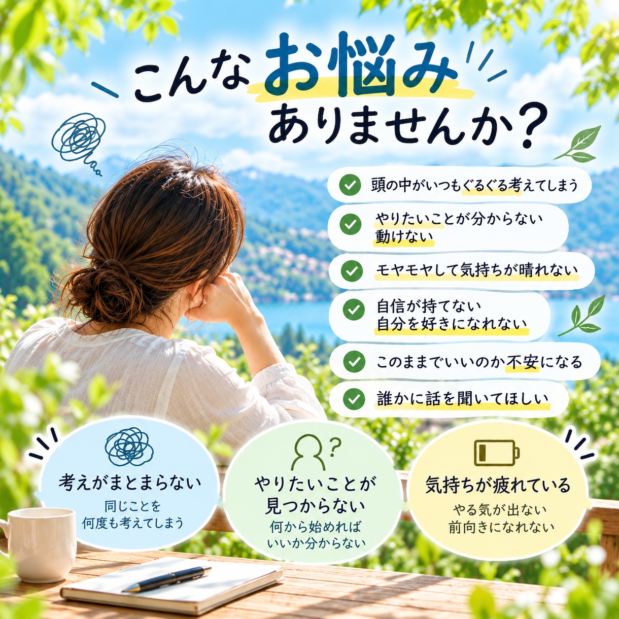 頭と心のモヤモヤを一緒に整理整頓します 考えすぎて動けないあなたへ。本音に気づき、次の一歩を見つける イメージ2