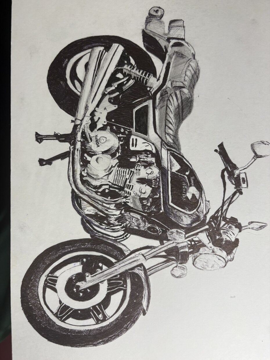 バイクの模写をボールペン一本で描いて提供します 皆さんが描いて欲しいと思うバイクを忠実に再現します。 イメージ1