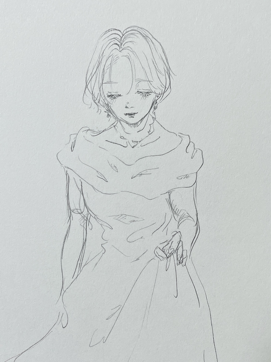 儚い線で、儚い女の子描きます 芸術学部卒が線画にて、柔らかく繊細な人物画を作成します！ イメージ9