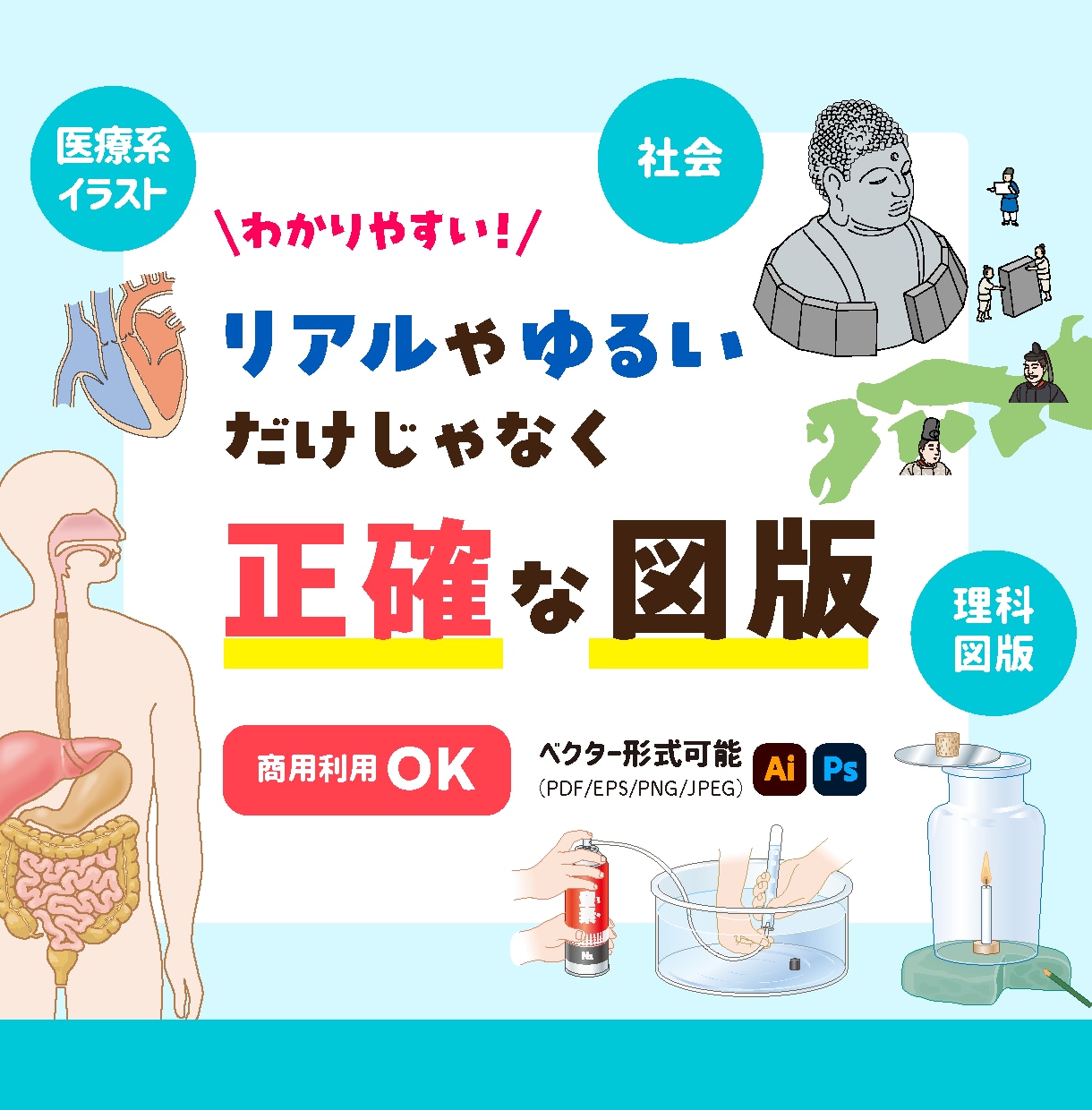 学参教材や理科図版、医療系イラストなど承ります リアルからかわいいまで正確でわかりやすい図版を作成します！ イメージ1